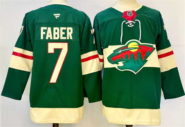 Mens Minnesota Wild #7 Brock Faber Green 2024-25 Home Stitched Hockey Jersey